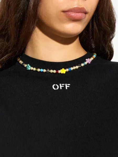 Colier Off-white cu model floral alb