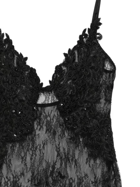 Rochie mini Alchemy din dantelă cu mărgele de costum negru