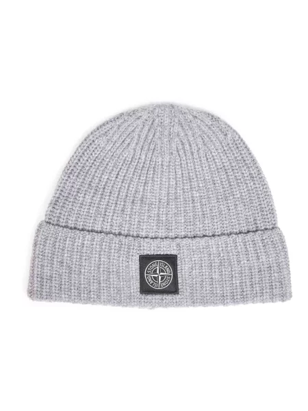 Czapka Stone Island wełniana z kamieniami szara
