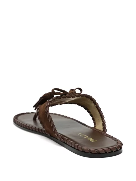 Sandale Prada din piele de căprioară fără toc maro