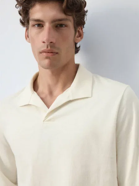 Koszulka polo slim fit złamana biel Mężczyzna XXL MANGO MAN