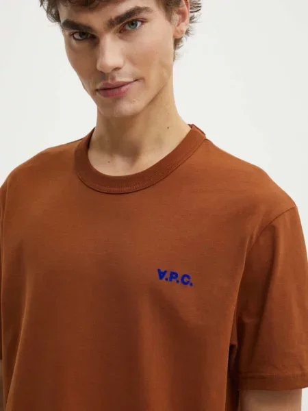 Тениска A.P.C. t-shirt boxy petit vpc с меланжов десен кафяво
