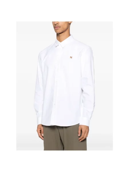 Haftowana koszula Maison Kitsune popelinowa casual biała