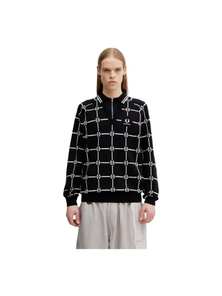 Sweter Fred Perry wełniany z dekoltem w serek