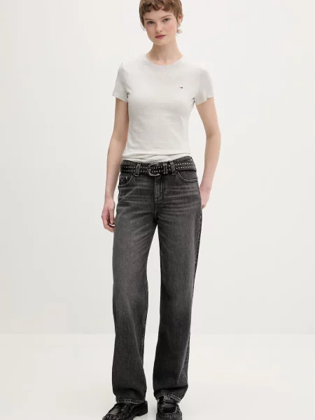 Tommy Jeans basic tričko dámske sivá