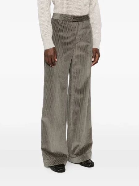 Pantaloni Brunello Cucinelli de catifea cord verde