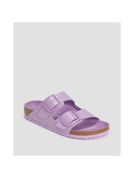 Klapki Birkenstock skórzane na sprzączkę różowe