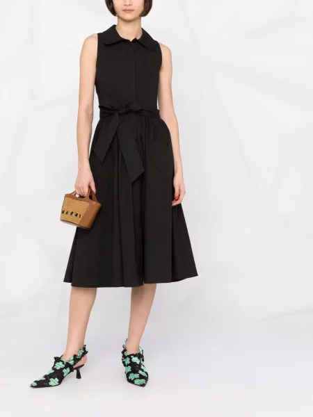 Cu centură rochie midi Moschino fără mâneci negru
