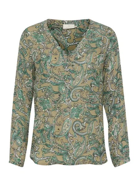 Kaffe Bluză Amber oliv / verde jad alb