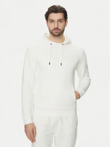 Суичър с качулка Guess с качулка с апликация бяло