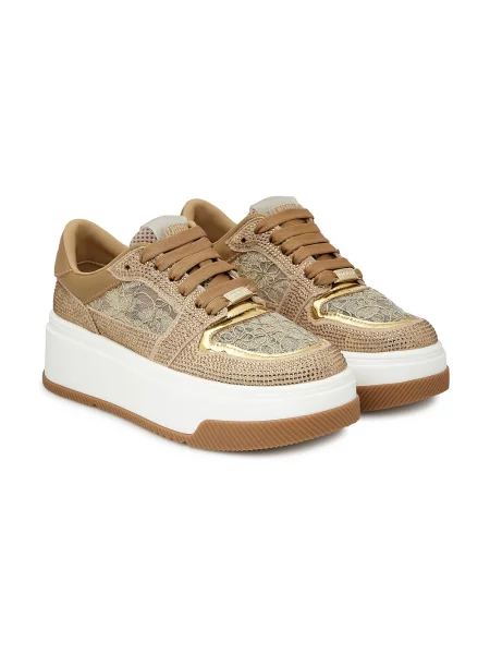 Sneakersy Loriblu skórzane na platformie beżowe