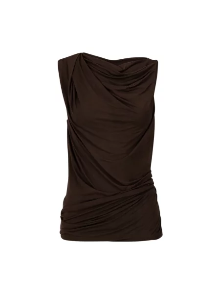 Udrapować top Entire Studios bez rękawów drapowany brązowy
