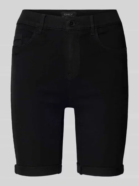 Szorty jeansowe o kroju slim fit z przeszytym brzegiem model ‘RAIN’ Only czarne
