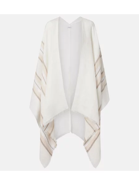 Poncho Brunello Cucinelli de in cu dungi alb