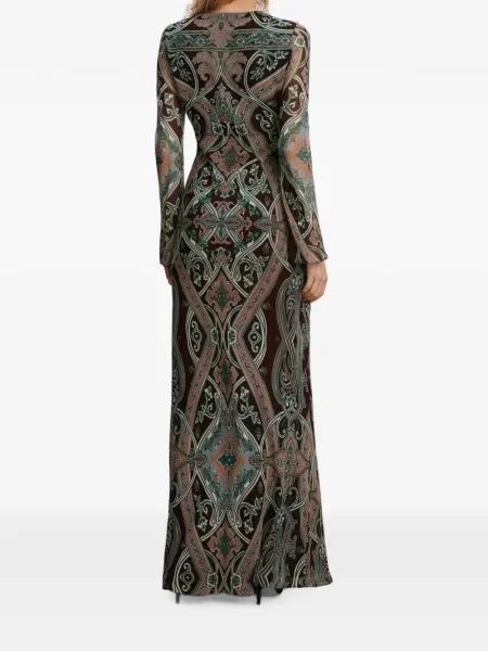 Rochie maxi Veronica Beard cu imagine cu model paisley maro