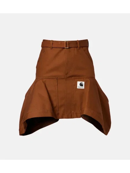 Fustă Sacai din canvas maro