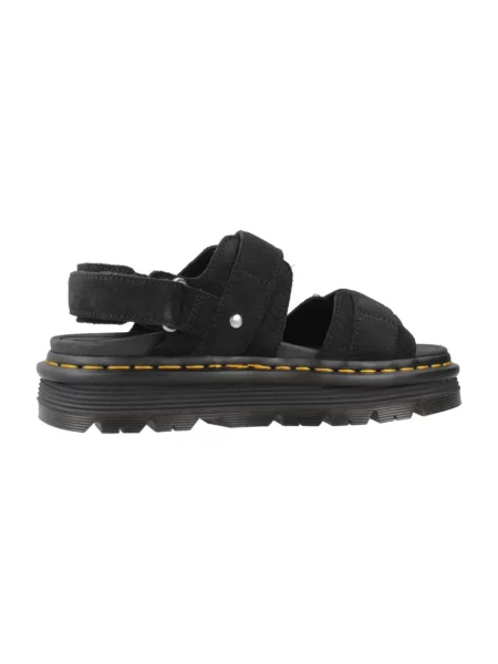 Dr. Martens Obuwie Kobieta 36 EU Skóra Skórzane sandały z odkrytymi palcami i klamrą czarny