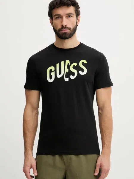 Guess Majica Slim Fit črna