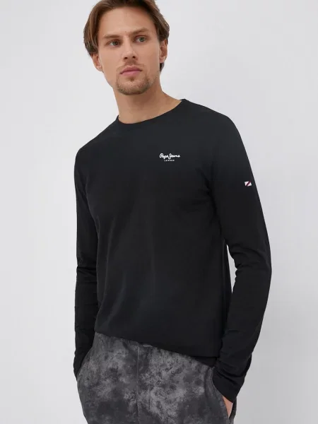 Tričko s dlhým rukávom Pepe Jeans čierna