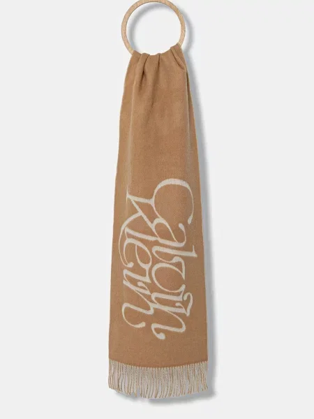 Volnen šal Calvin Klein rjava