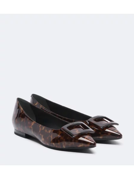 Balerini Roger Vivier din piele de lac maro