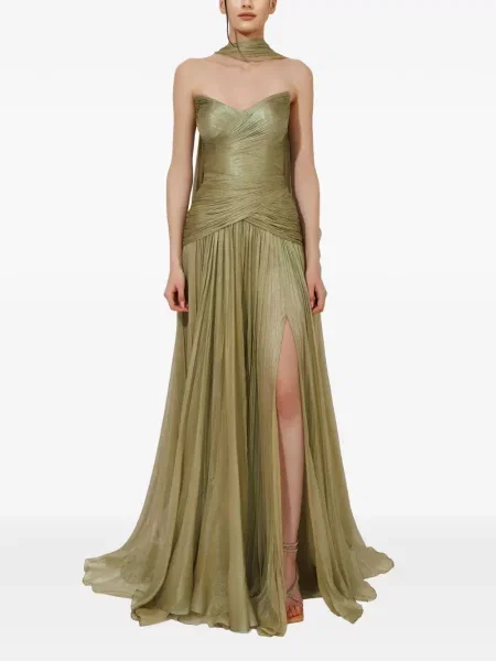 Rochie maxi Iris Serban cu volane verde