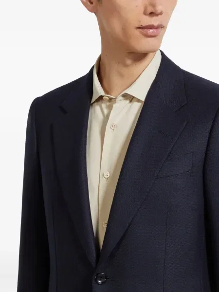 Sacou Zegna de lână cu un singur rând de nasturi albastru