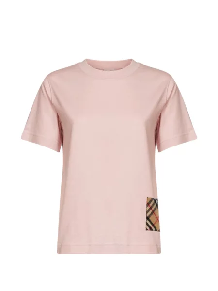 Tricou Burberry din cașmir în carouri roz
