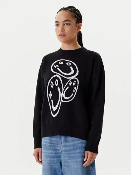 HUGO Светр Seginy чорний