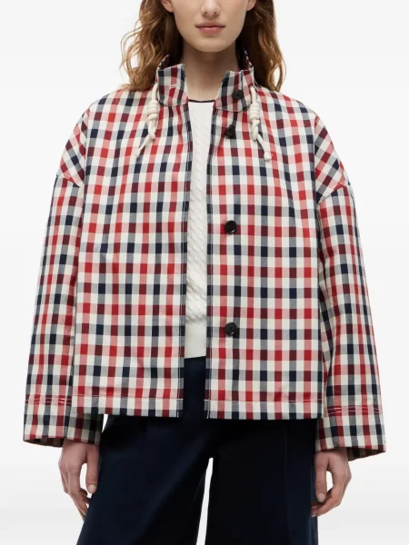 Geacă Tommy Hilfiger în carouri cu cordon alb