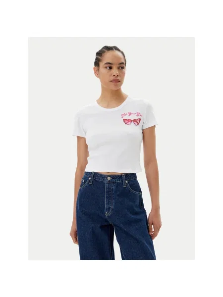HUGO Póló Cropped Fit fehér