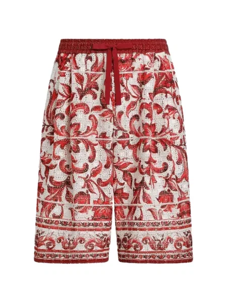Bermude Dolce & Gabbana cu broderie din dantelă alb