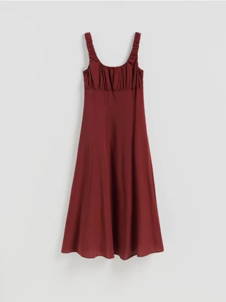 Reserved Rochie midi cu conținut ridicat de Lyocell mahon