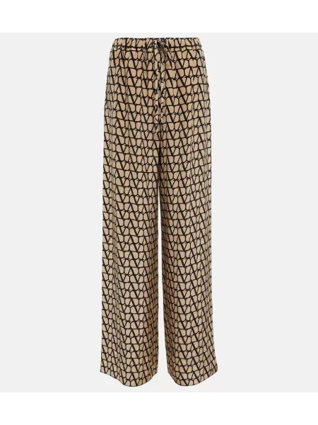 Pantaloni Valentino de mătase bej