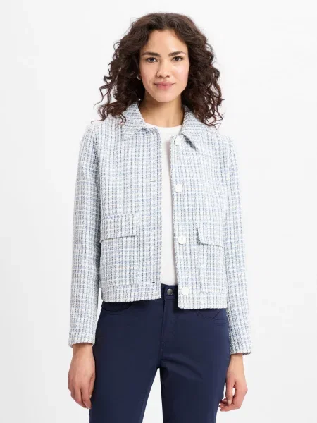 Comma Krótka marynarka Kobiety biały|niebieski w kratkę 34 biała