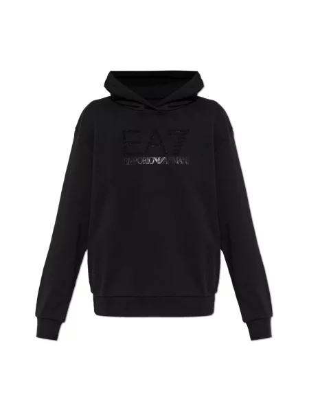 Bluza z kapturem Ea7 Emporio Armani z kapturem z logo czarna