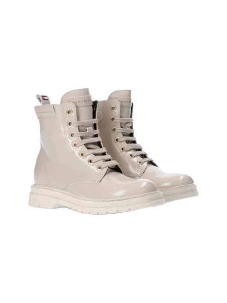Pantofi Tommy Hilfiger cu șireturi din dantelă bej