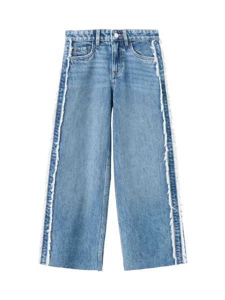 MANGO KIDS Jeans WIDEF albastru denim alb