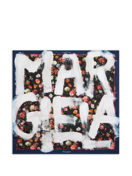Selyem sál Maison Margiela nyomtatás fekete