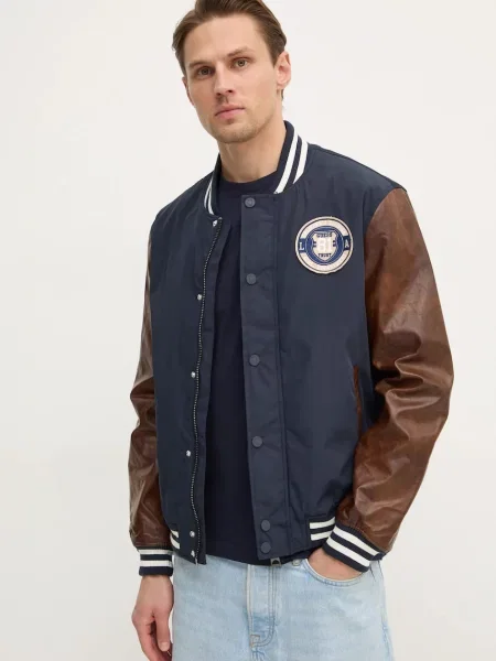 Guess kurtka bomber VARSITY granatowy przejściowa oversize niebieski