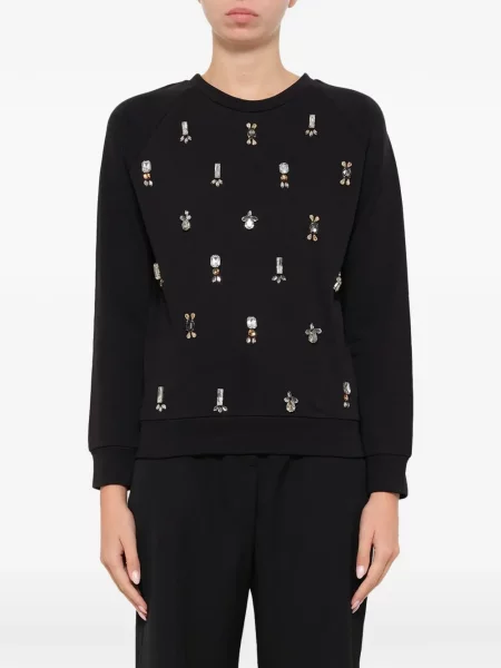 Pulover Lanvin cu broderie din jerseu negru