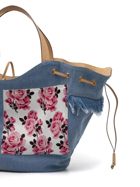 Geantă shopper Pinko cu model floral cu imagine albastru