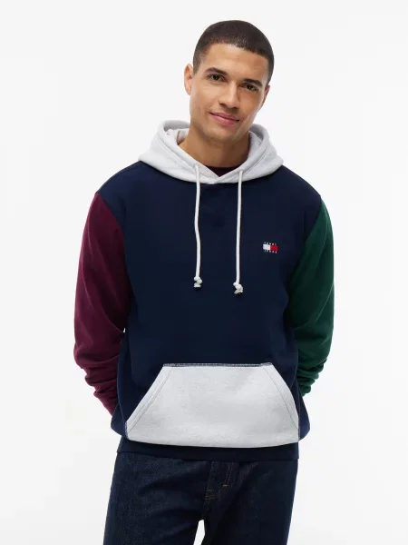 Tommy Jeans Mikina námornícka / svetlosivá / smaragdová / bordová modrá