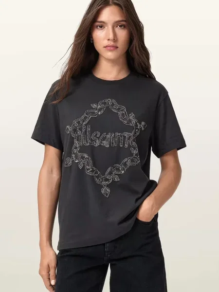 Тениска AllSaints DRIP дамска черно