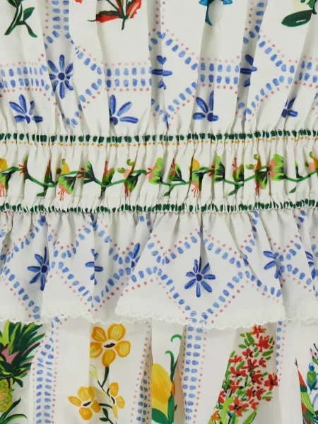 Rochie maxi Farm Rio cu imprimeu tropical alb