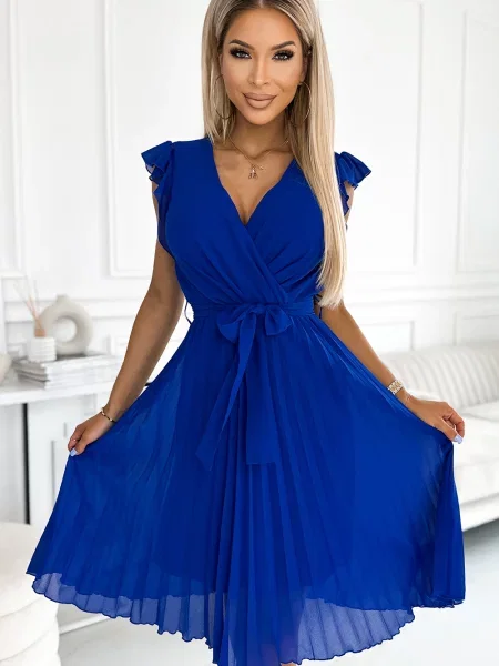 Rochie Numoco cu volane albastru