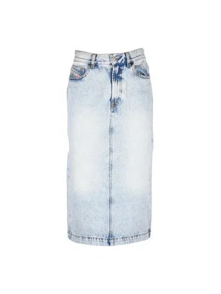 Spódnica jeansowa Diesel do kolan z kieszeniami na zamek niebieska