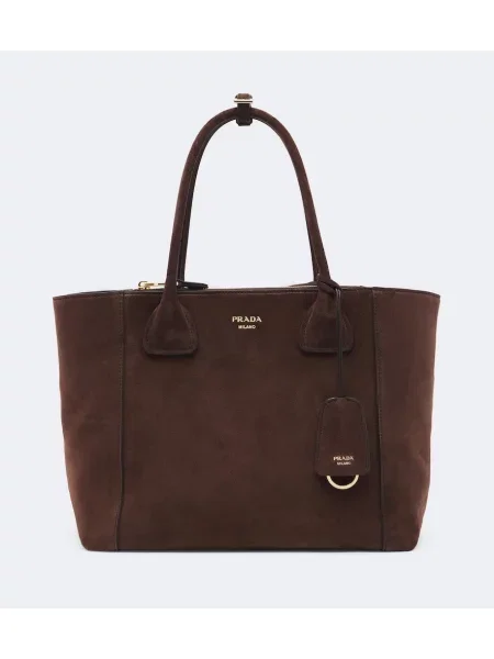 Geantă shopper Prada din piele de căprioară maro