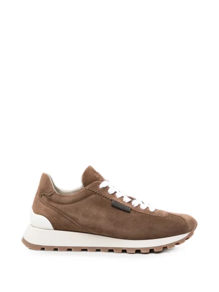 Sneakerși Brunello Cucinelli din piele de căprioară maro