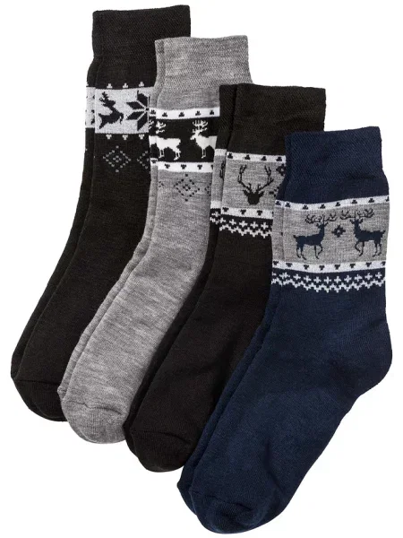 Skarpetki ocieplane unisex 4 pary czarne